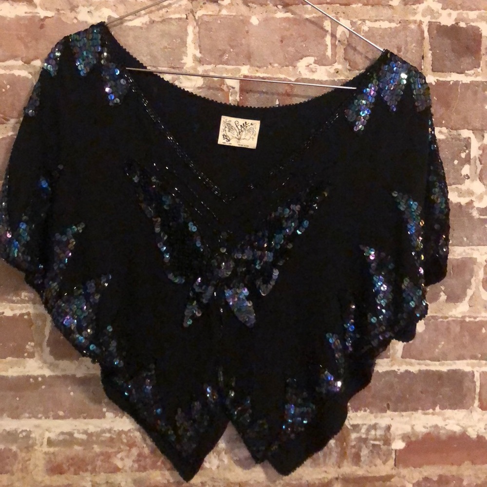 Free People Sequin Butterfly Top